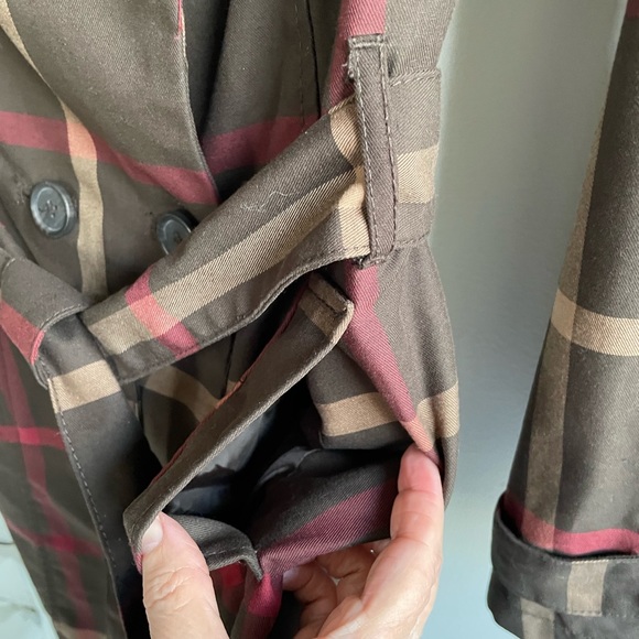 MERONA WATER REPELLANT TRENCH COAT TAN BROWN RED PLAID POCKETS BELT - Picture 7 of 13